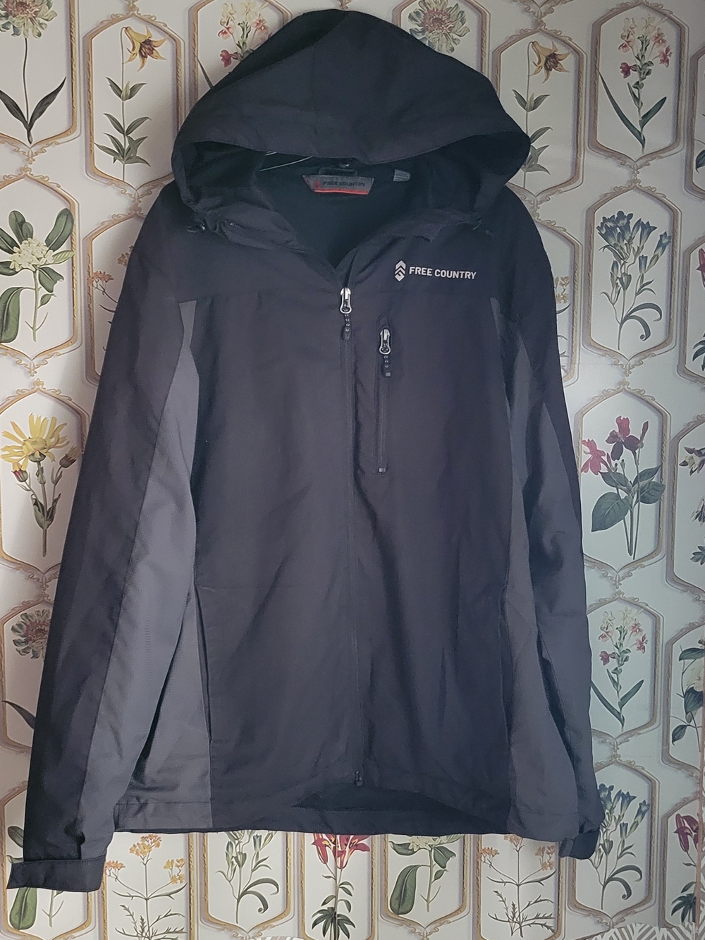 Free Country Men's Medium Black Hooded Waterproof Jacket